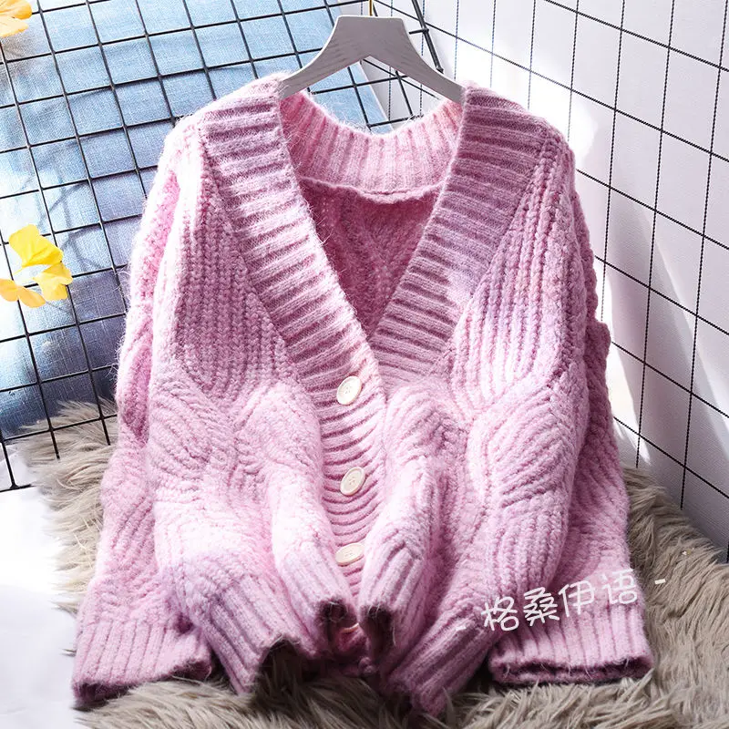 Sweater Cardigans Button Woman Top Autumn Winter Knitted Korean Loose Long Sleeve Elegance Sweet Casual Young Fairycore