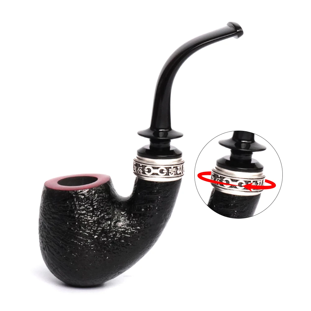 Handcrafted Wooden Stress Relief Transfer Pipe Rotatable Briar Wood Smooth-bodied Pipe With 3mm Stem