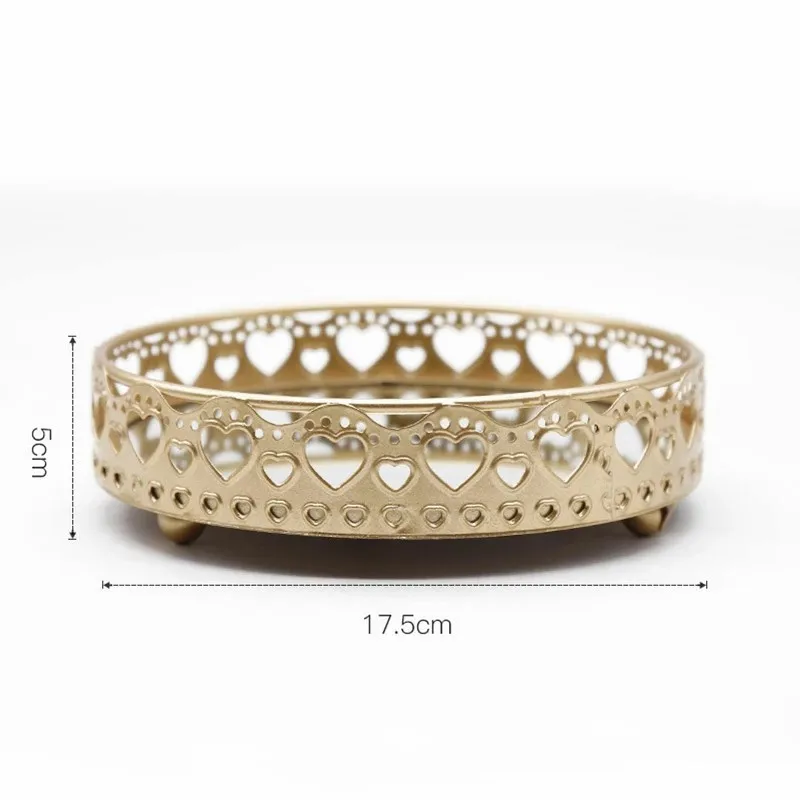 Golden Color Delicate Jewelry Storage Tray Glass Mirror Base Bedroom Desktop Perfume Box Cosmetic Decorative 1Pc