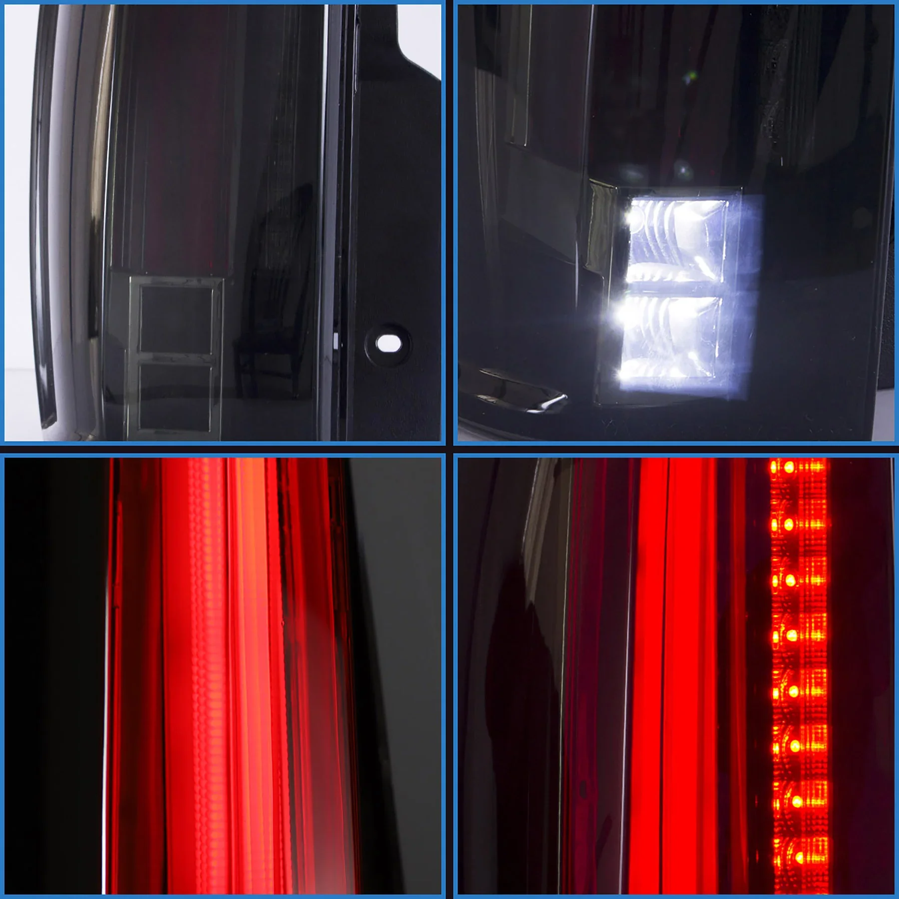 VLAND LED Tail Lights For Cadillac Escalade 2007-2014 Third generation w/ Red Turn Signal