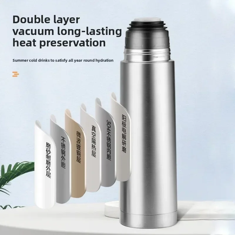 Taza Termo de vacío de bala de acero inoxidable, taza de agua de viaje de gran capacidad anticaída para el hogar, hervidor deportivo portátil para exteriores