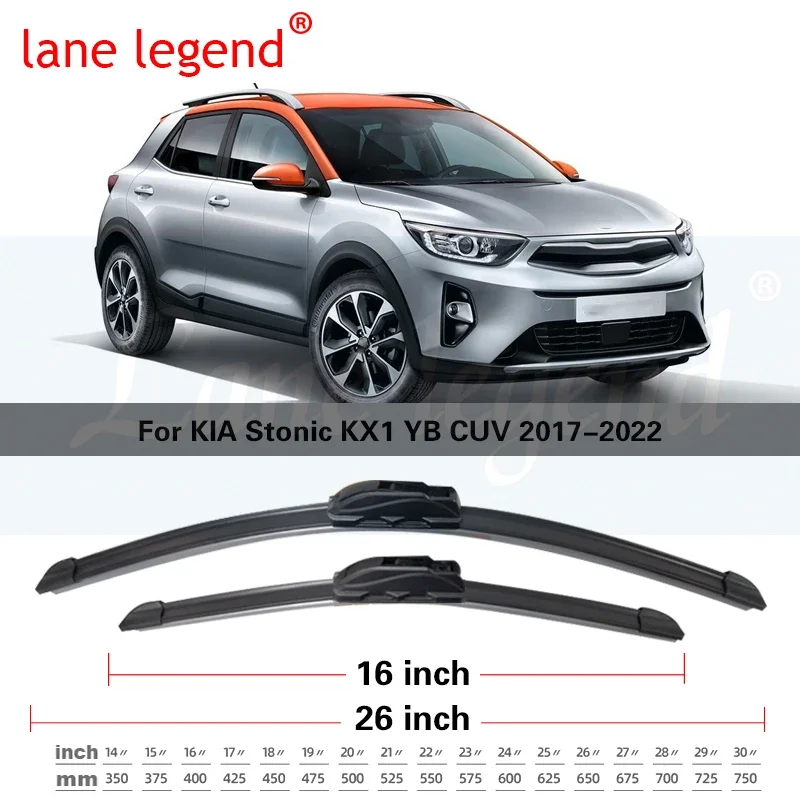 For Kia Stonic KX1 YB CUV 2017 2018 2019 2020 2021 2022 Wiper Blades Set Windshield Windscreen Cutter Auto Accessory U J Hook