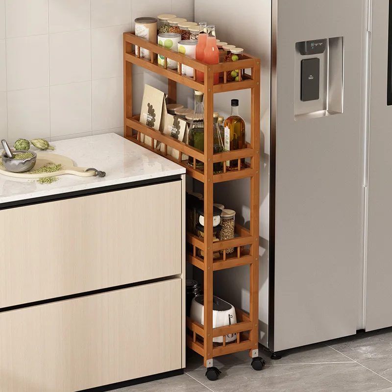 Kitchen multi-functional storage rack, crevice trolley, household living room mobile bathroom multi-layer floor-standing storage image 3
