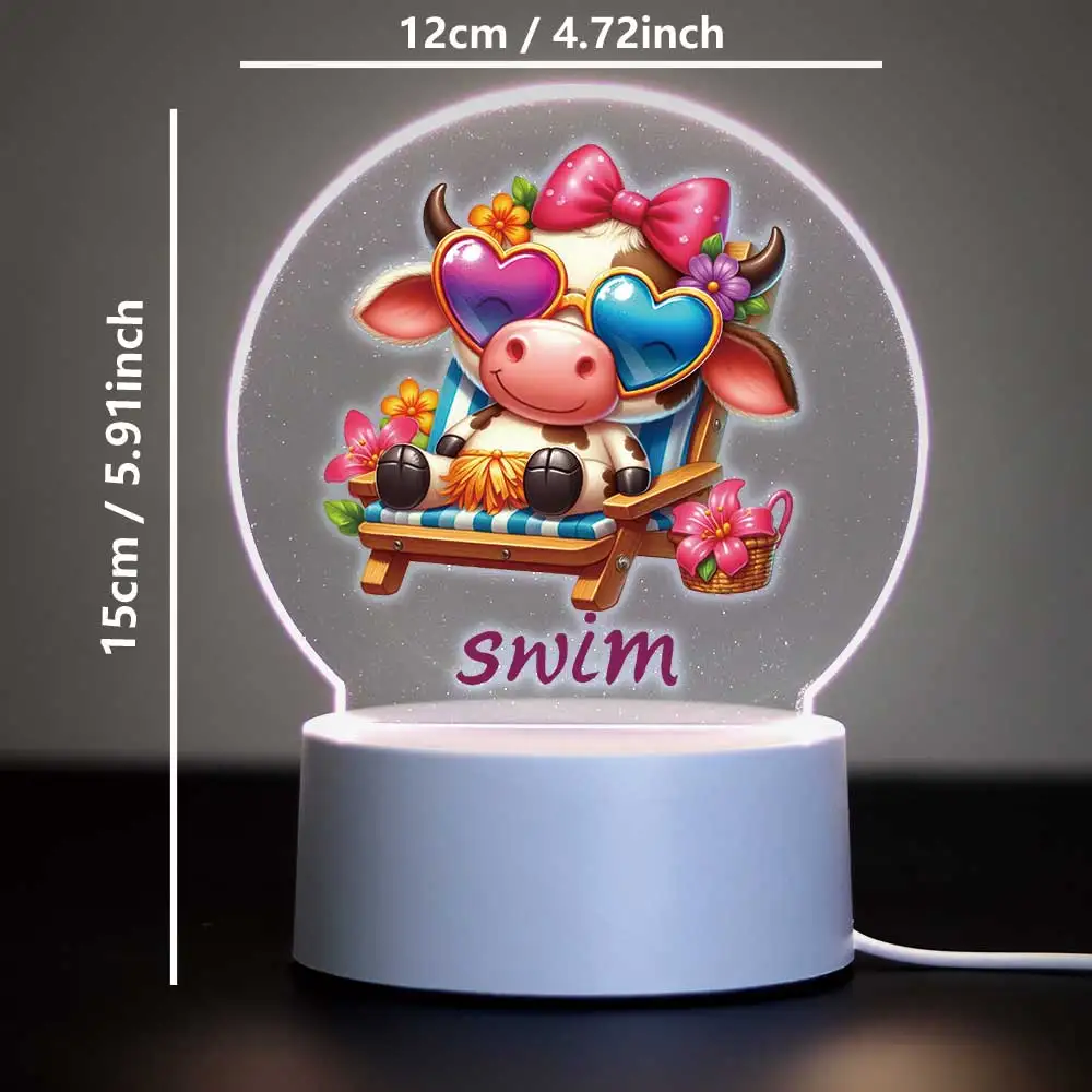 1 unidad de bonita vida de vaca, impresión UV, nombre personalizado, luz Led nocturna, ilusión 3d, lámpara de noche, decoración para habitación de bebé, regalo de cumpleaños