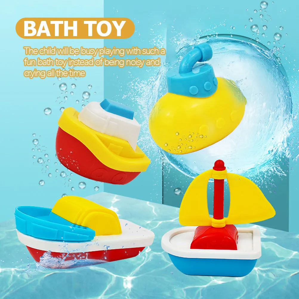 

4Pcs Baby Water Play Small Boat Bath Fun Cartoon Design for Toddlers Preschool Kids Indoor Pool Shower Bath Toys