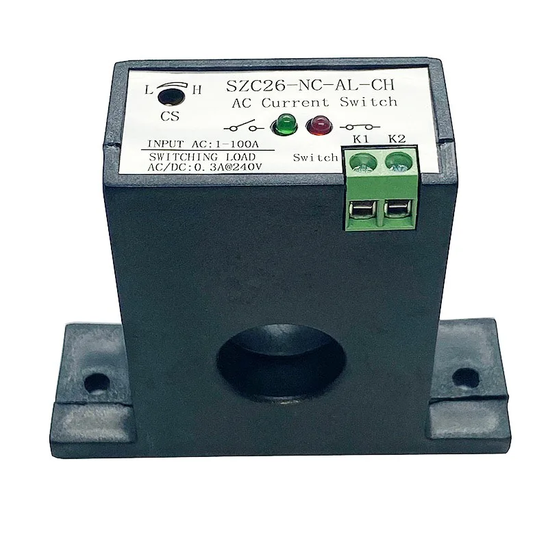 AC current induction switch 0-100A self -power  alarm output PLC control normal closed current control switch SZC26-NC-AL-CH