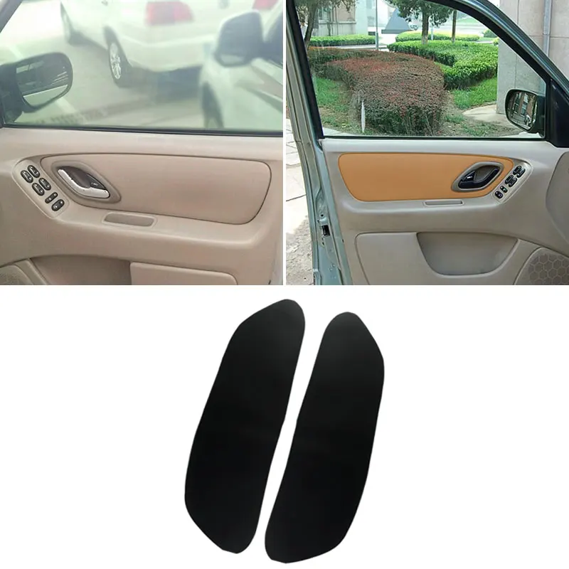 2 piezas de cubiertas de panel de puerta delantera de cuero suave para Ford Escape 2001-2007, embellecedor adhesivo para panel de puerta de coche