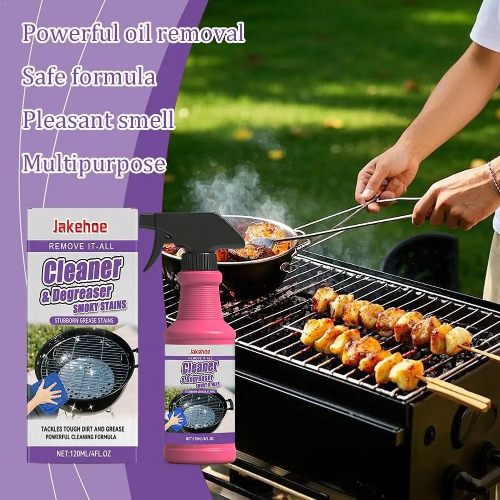 Heavy Duty Grill Degreaser Spray Fast-Acting Kitchen Oil Stain Remover 120ml Powerful Foam Cleaner for Oven Hood Stove BBQ Grill