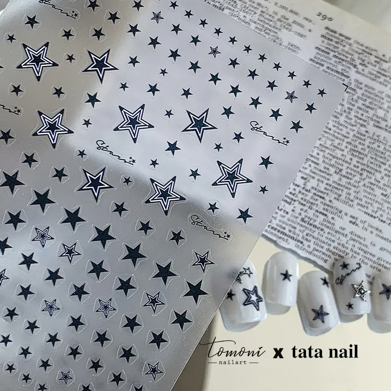 Black And White Simple Star High Quality Thin And Tough Nail Art Sticker Nail Decoration TA-165