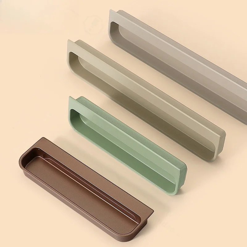 Recessed Cabinet Pull Embedded Hidden Door Handle Color Built-in Knob for Wardrobe Drawer Cupboard Furniture Hardware