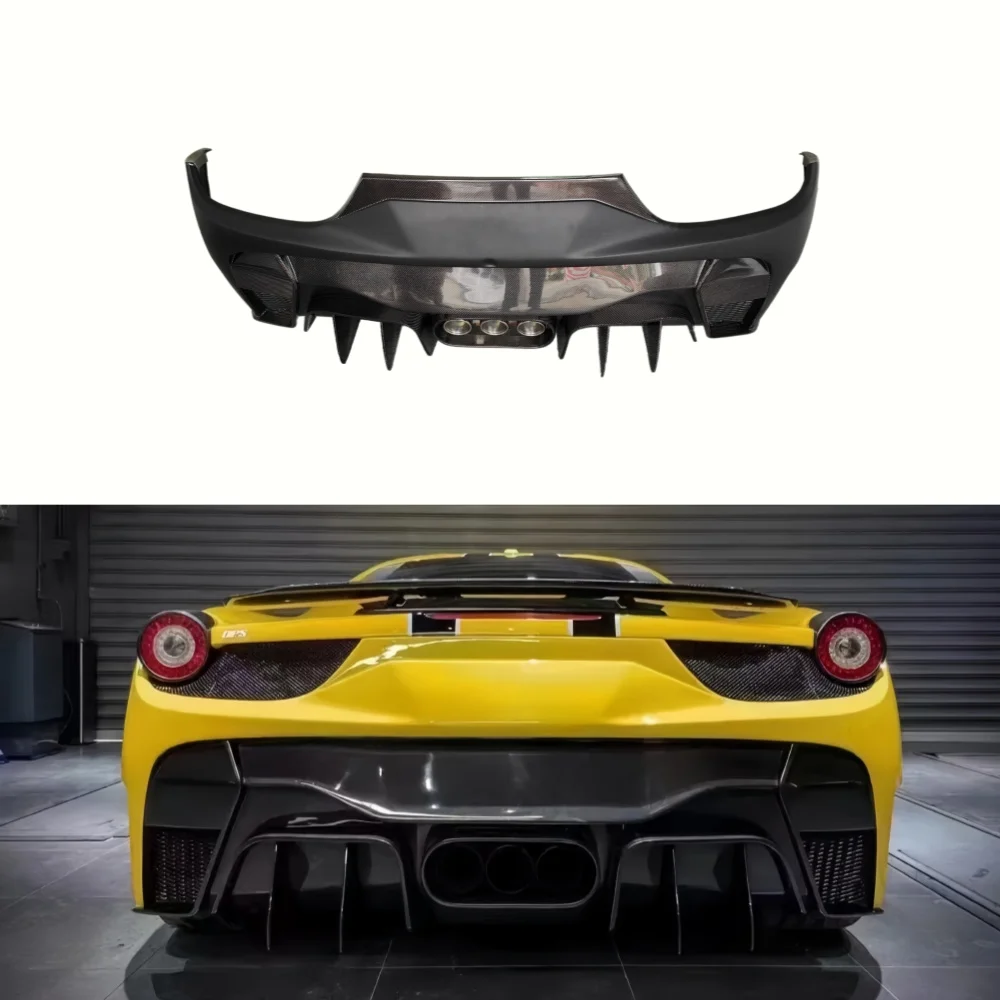 

Half Carbon Fiber Car Rear Bumper Tailpipe for Ferrari 458 Spider Italy Upgraded V-style Body Kit Rear Diffuser