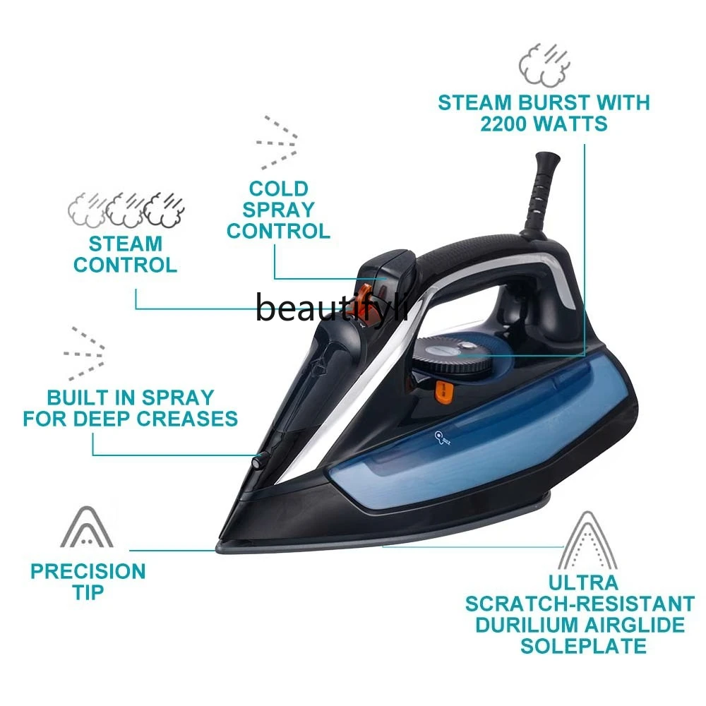 Dry ironing explosive steam self-cleaning anti-drip and anti-calcification ceramic baseplate electric iron