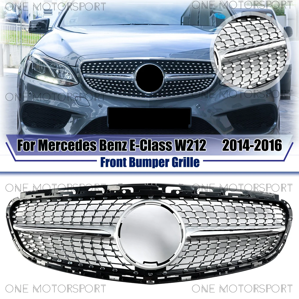 

Для Mercedes Benz E-Class W212 2014-2016 E200 E250 E300 E350 E400 E500 хромированный серебристый стиль с бриллиантами гоночная решетка бампера решетка