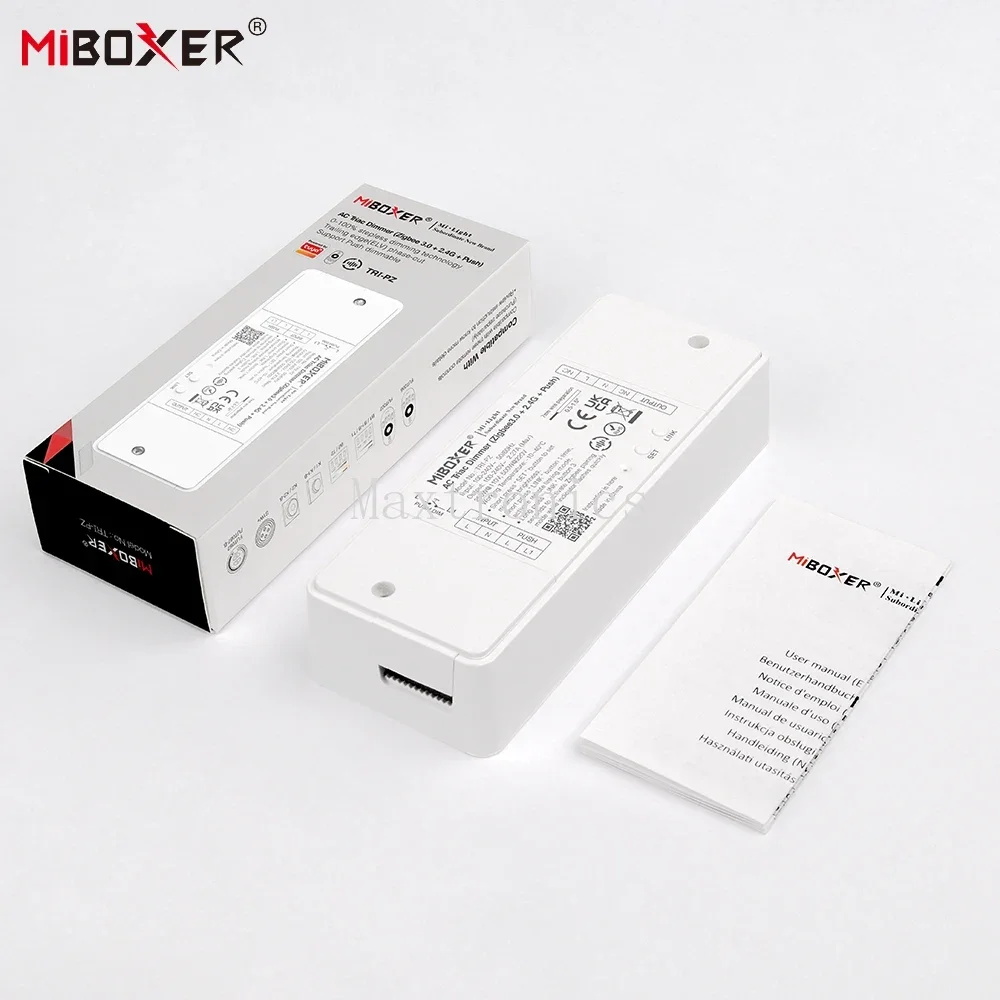 Miboxer TRI-PZ 500W AC Triac Dimmer (Zigbee 3.0 +2.4GHz + Push) Brightness Adjustable Google Home Alexa Triac Dimmable LED Lamps