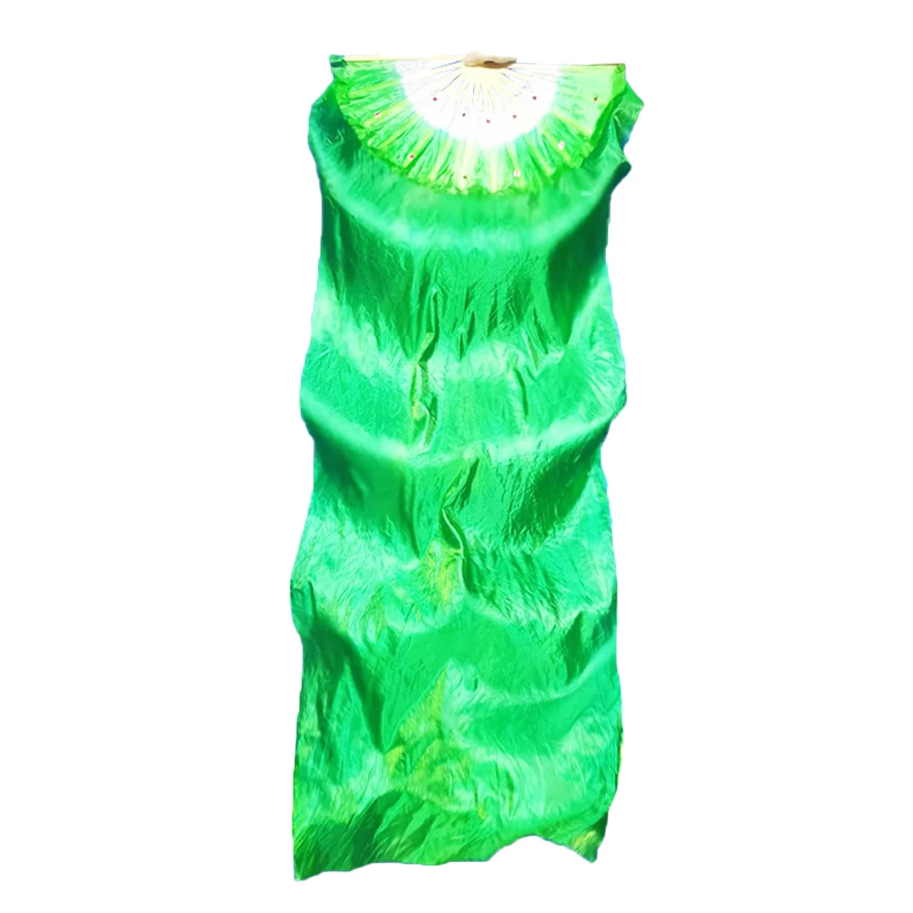 

Bamboo Silk Dance Fan Hand Foldable Long Belly Fans Accessories Elegant Flexible for Dance Performance Stage Props