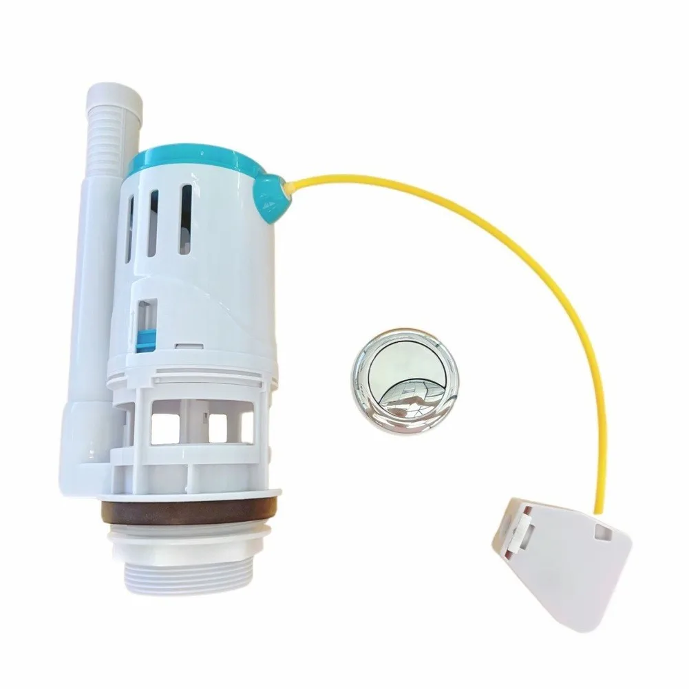 Dual Flush Toilet Valve with Cable Activation White Plastic Construction Fits Drain Hole Diameter 60mm or 70mm