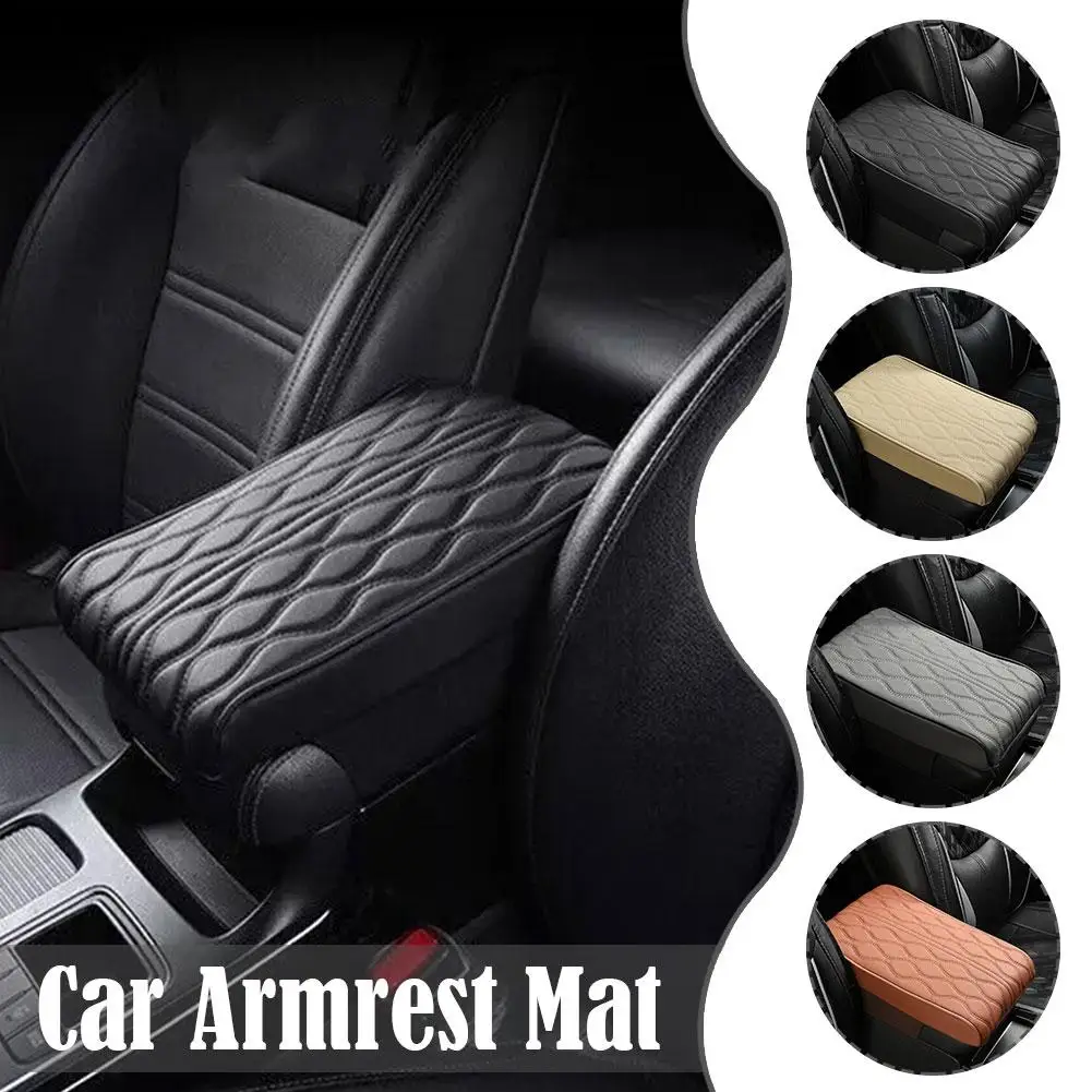 

Wave Embroider PU Leather Car Armrest Mat Center Console Rest Protection Cushion Auto Storage Pad Arm Cover Armrests Box T4U4