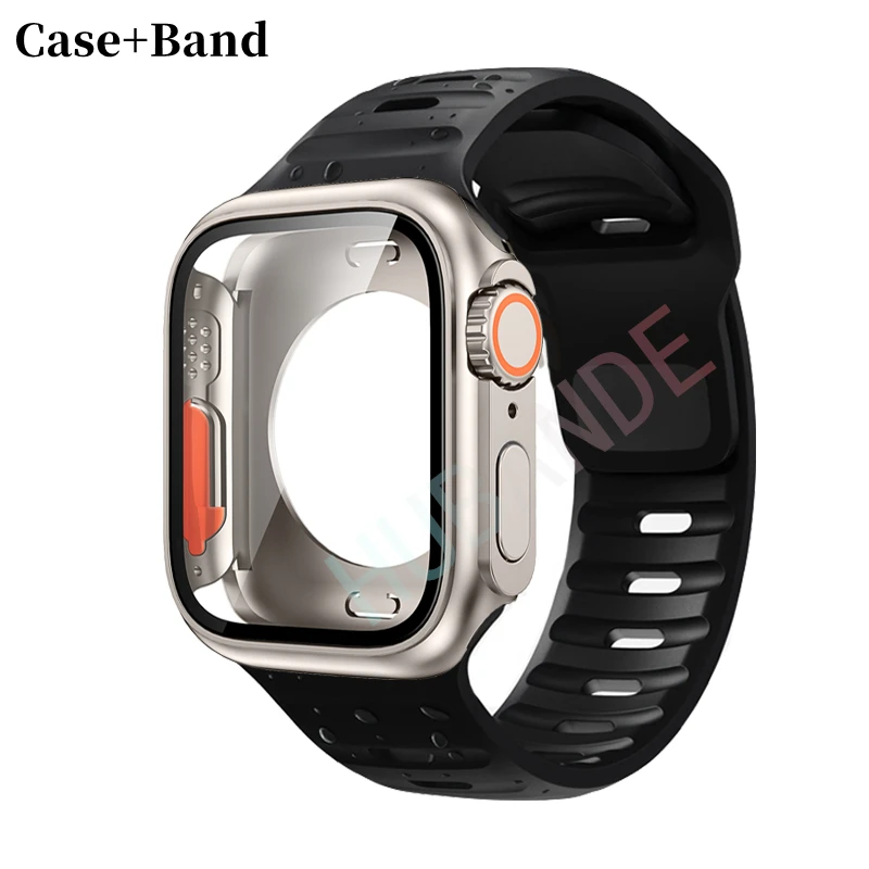 Silikonarmband für Apple Watch 44 mm, 45 mm, 41 mm, 40 mm + Displayschutzfolien, passend für iWatch Series 9, 8, 7, SE, 6, 5. – Detail 8