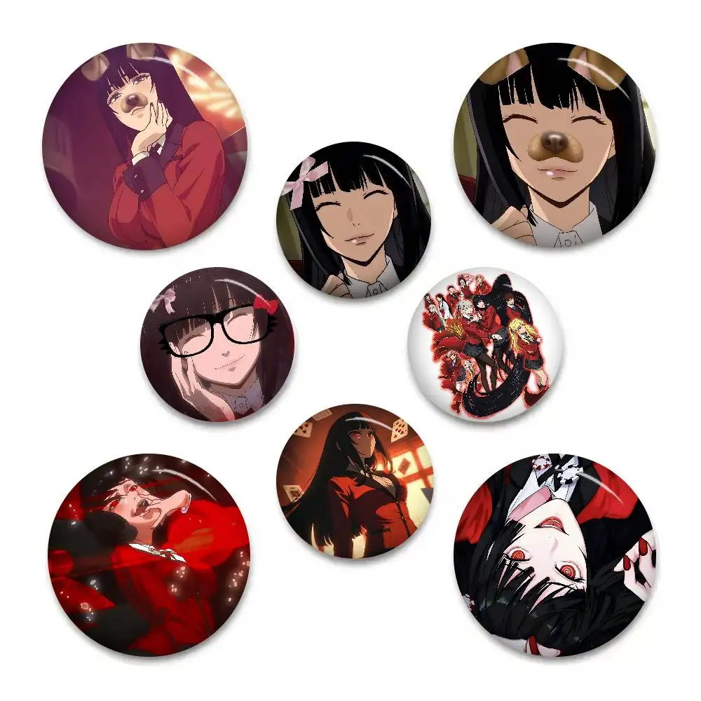 Pop Manga K-Kakegurui Creative Pins Funny Round Snap-in Brooch Badge Backpack Hat Accessories Jewelry Gifts For Friend