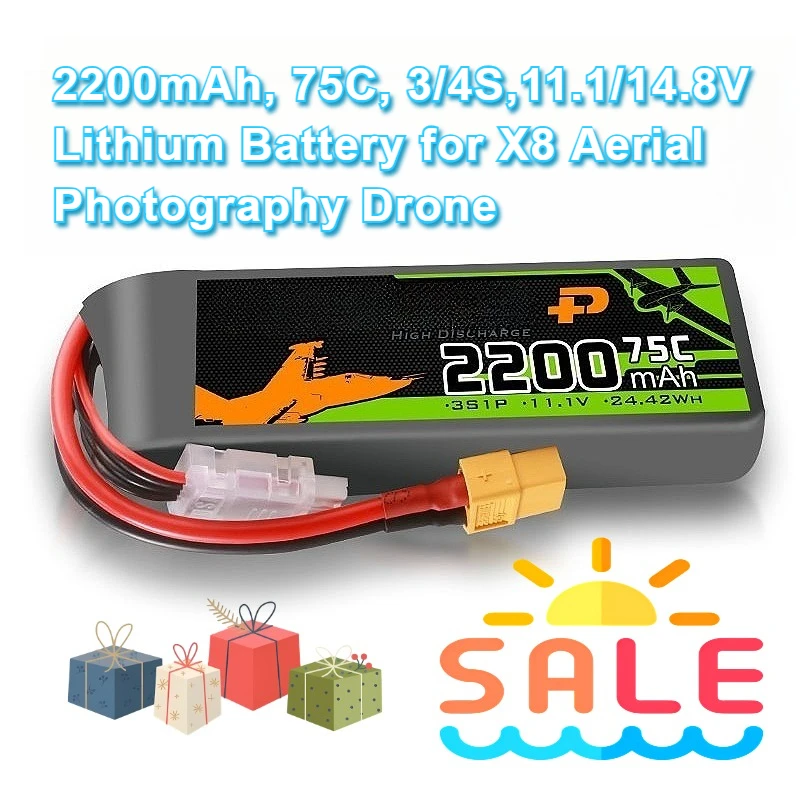 

2200mAh, 75C, 3/4S,11.1/14.8V Lithium Battery for X8 Aerial Photography Drone