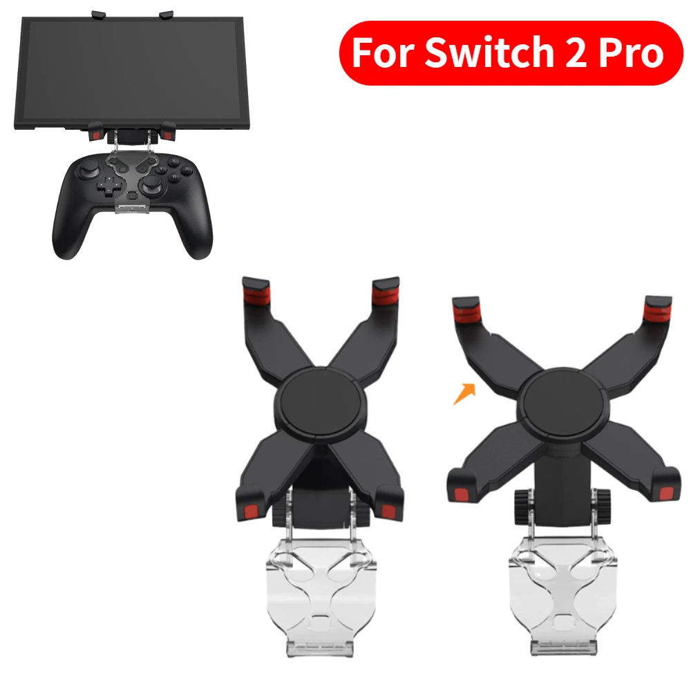 2-in-1 X-shaped Stand Clip For Switch 2 Pro Game Controller Handheld Grip & Monitor Adjustable Angle Mobile Phone Clip Bracket