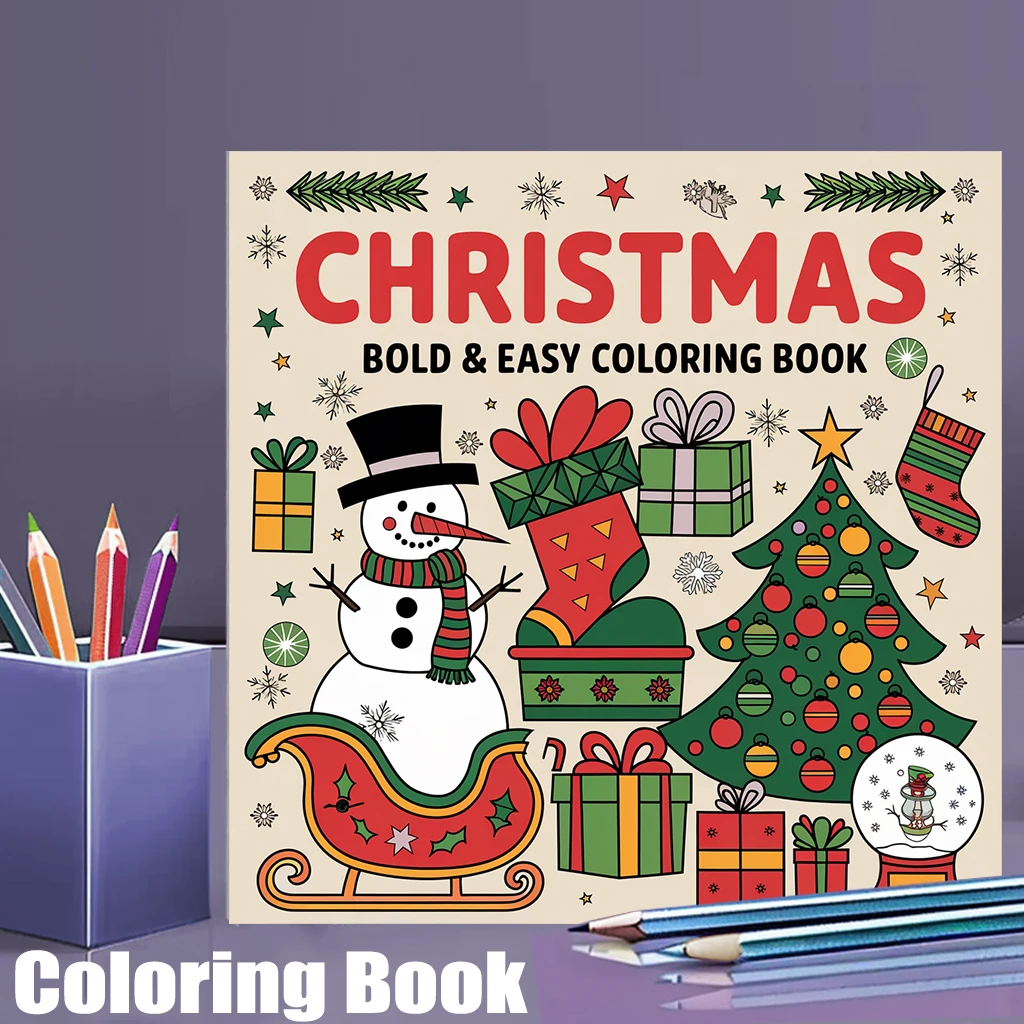 28 Pages Bold and Easy Christmas Coloring Book for Adult | Colouring Book, Drawing Supplies for Christmas, Thanksgiving
