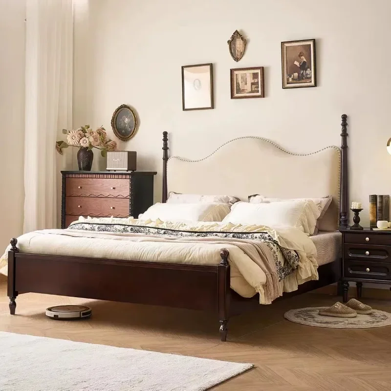 for Family Living Room Villa Master Bedroom Solid Oak Murphy Bed Frame, Hand Carved Comfort Platform King Queen Wall Bed