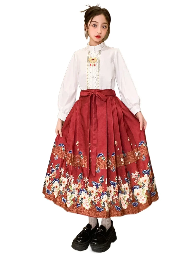 

Hanfu Girls' New Ancient Style Ru Skirt, Republic Of China Clothing, Spring And Autumn Thin Children's National Day Performance