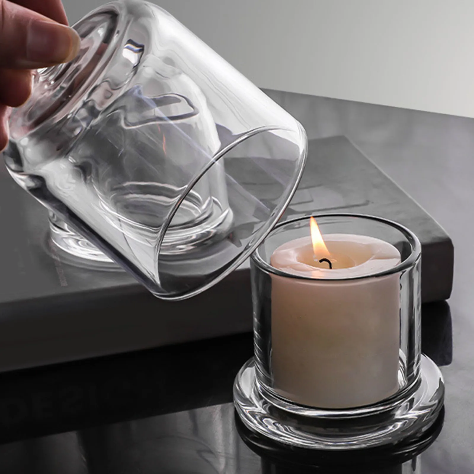 

Glass Candle Holder Dome Votive Candle Holder Candlestick for Home Hotel Crystal Stone Diffuser Aromatherapy Cup Decoration