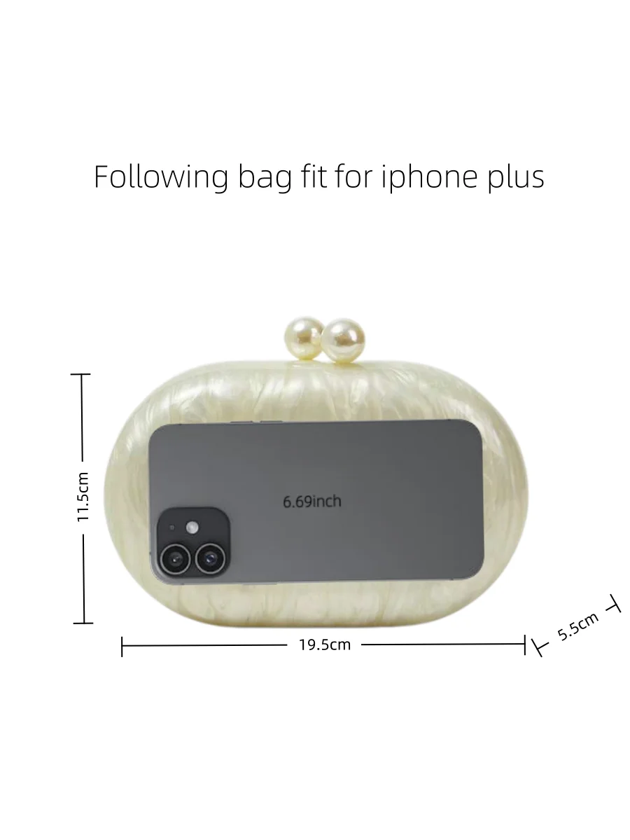 Acrylic pearl color Clutch Bag oval purse women beach wedding evening party cute handbag 2026 summer new