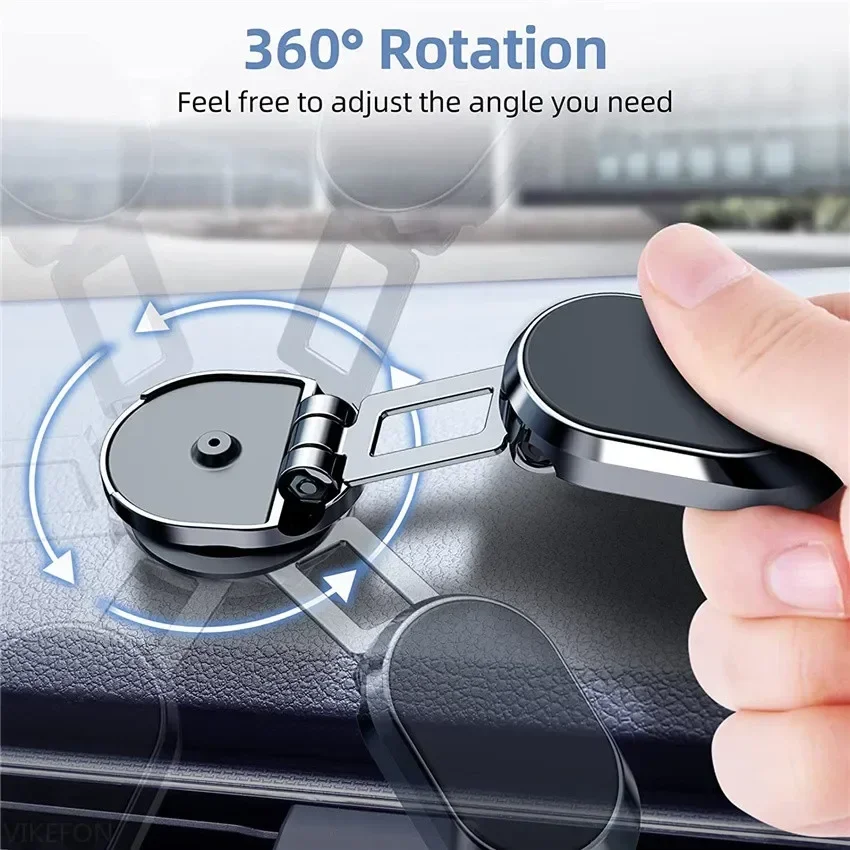 Metal Magnetic Car Phone Holder Folding Magnet Mount Mobile Cell Phone Stand GPS Support for iPhone 14 13 Xiaomi Huawei Samsung image 4