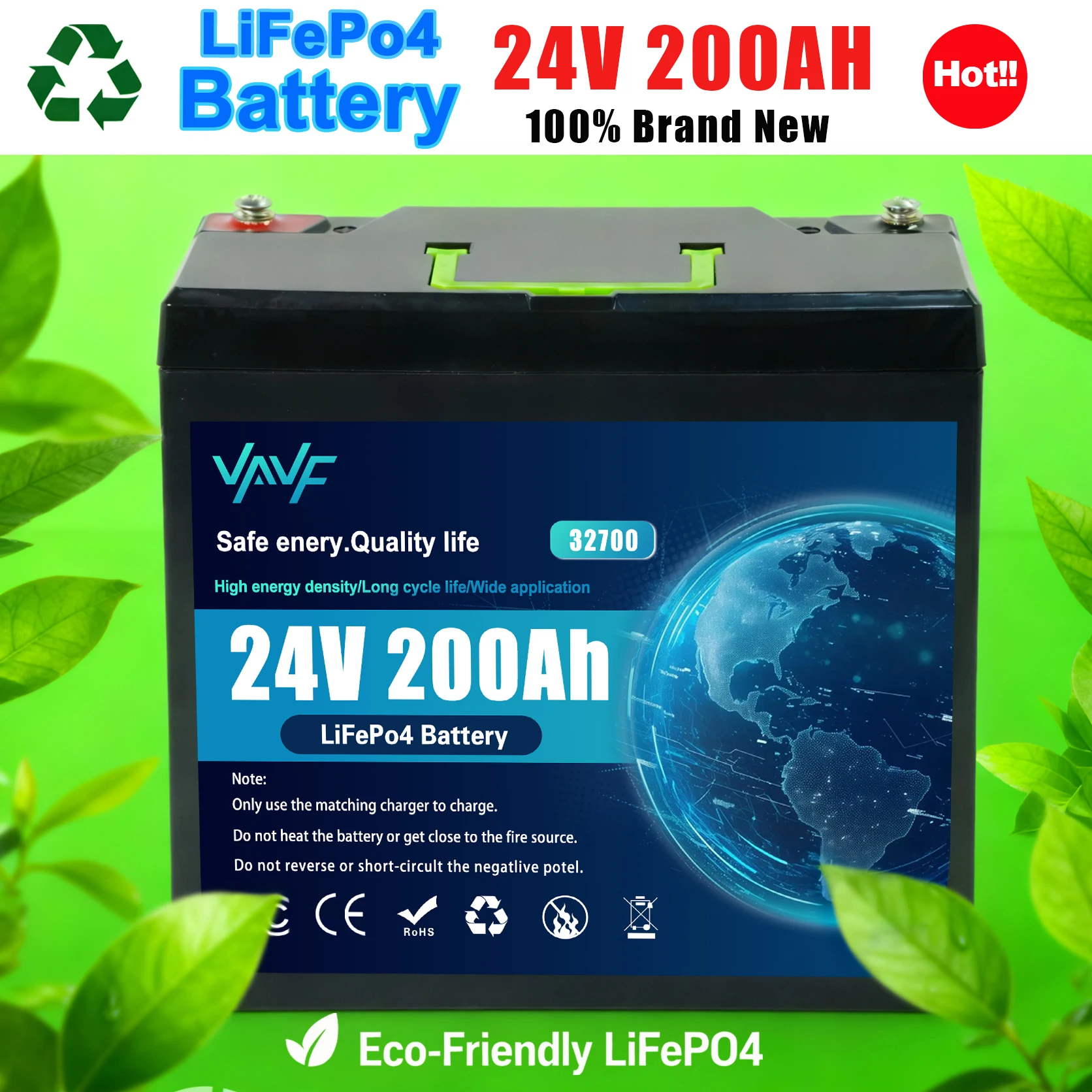 

Абсолютно новая аккумуляторная батарея LiFePO4 24В 200Ач глубокого разряда, перезаряжаемая, со встроенной BMS для солнечной энергетики, скутеров, эхолотов, лодок