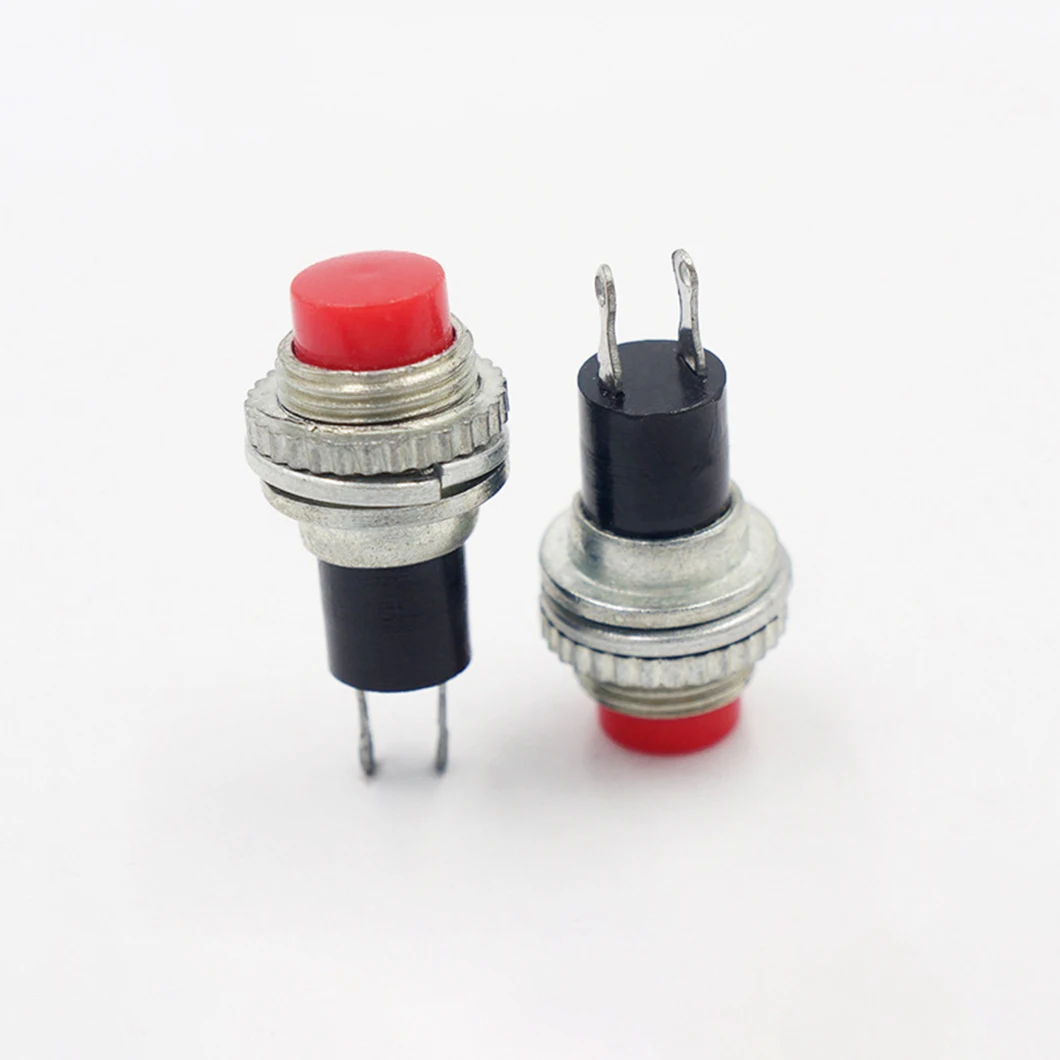 ABILKEEN DS-316 Mini Type 10mm Push Button Switch OFF-(ON) Momentary Metal Push Button Switch with 2-Pin Terminal