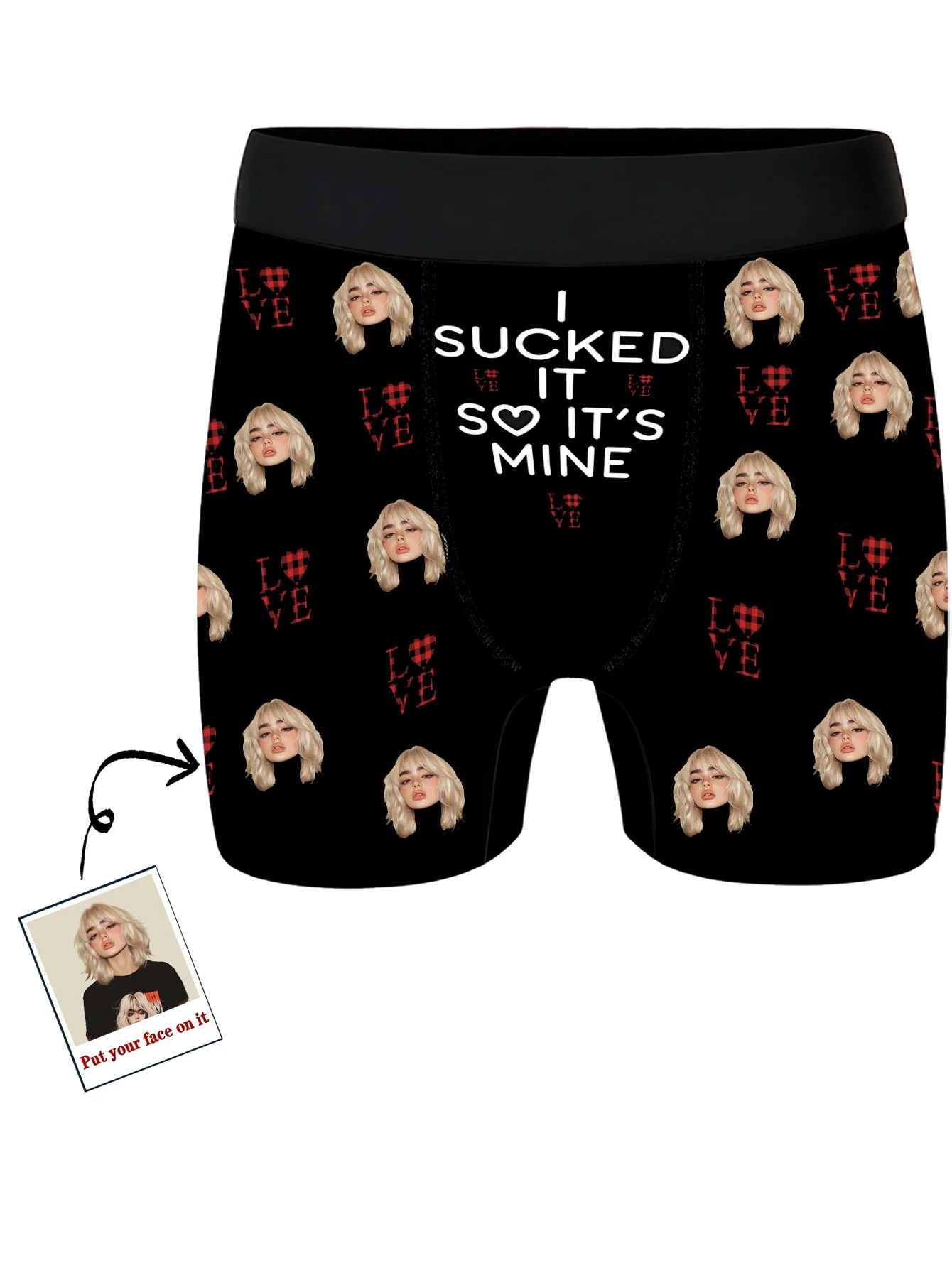 Face Men's Underwear - Custom Photo Lingerie with Your Own Picture, Unique Gift for Husband, Boyfriend Valentine's Day