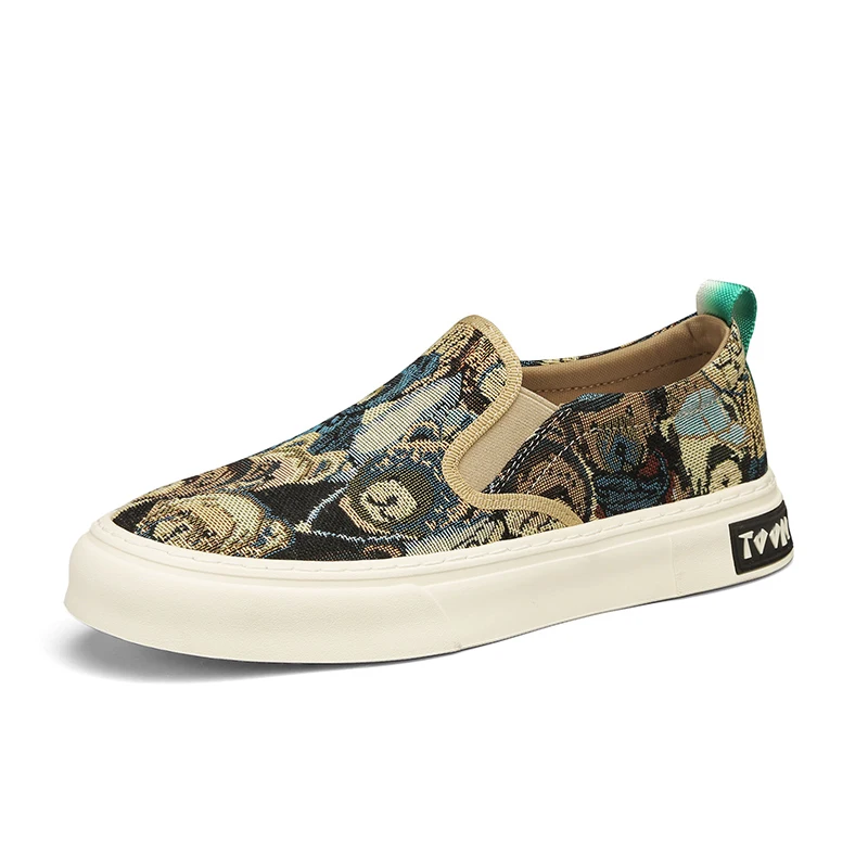 

One foot canvas shoes, painted breathable casual shoes, men's motorcycle shoes