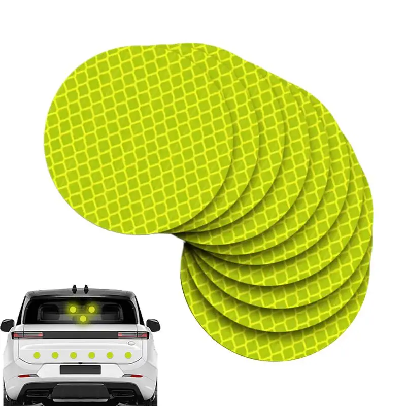 Safety Reflective Decals 10 Pieces Waterproof Round Car Reflective Decal Strips 1.96 In Reflective Patch For Trucks Bicycles