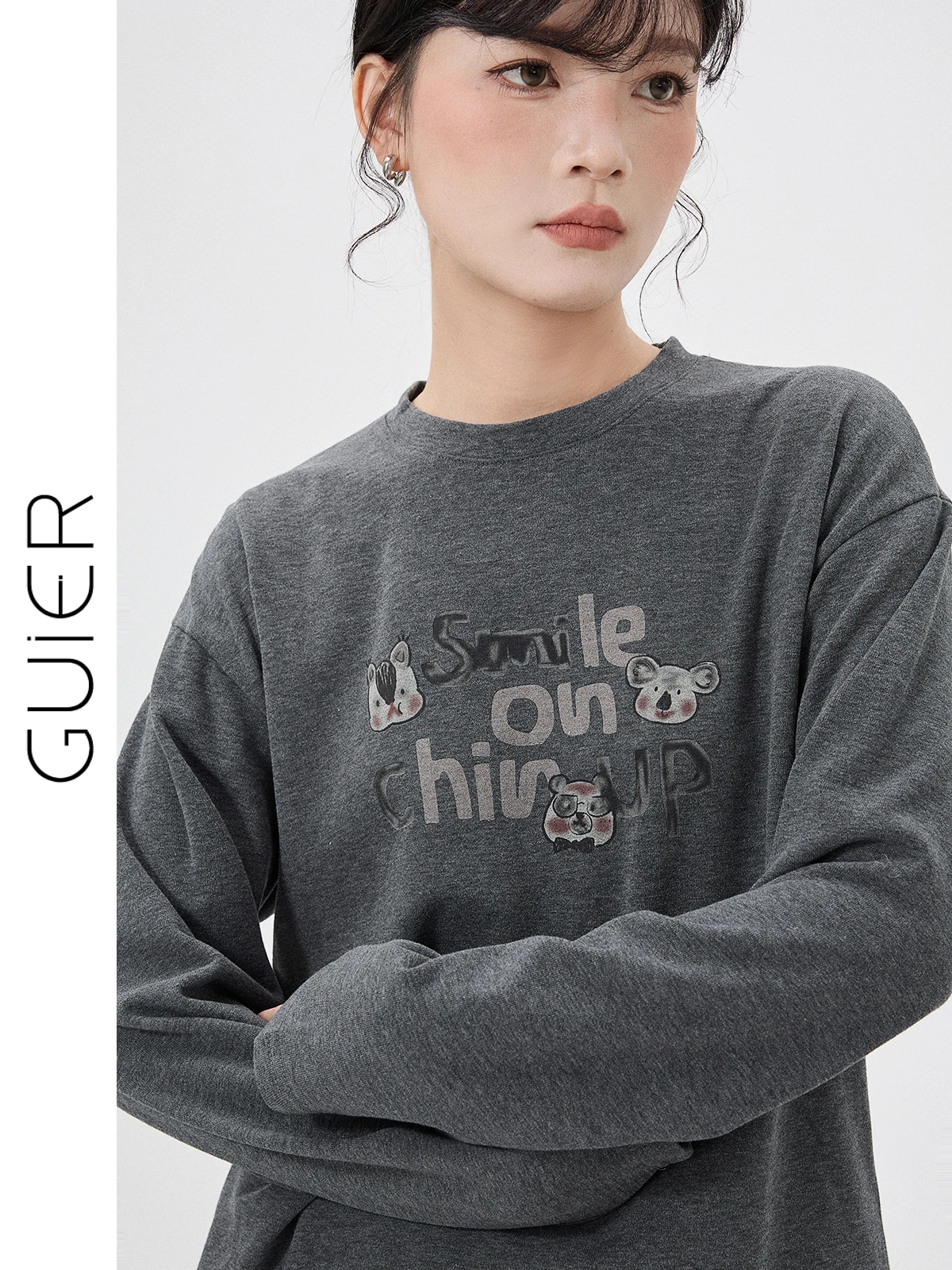 

Зимняя женская удлиненная футболка на флисе с круглым вырезом, с принтом букв, повседневный дизайн, удобная, свободного кроя, модная