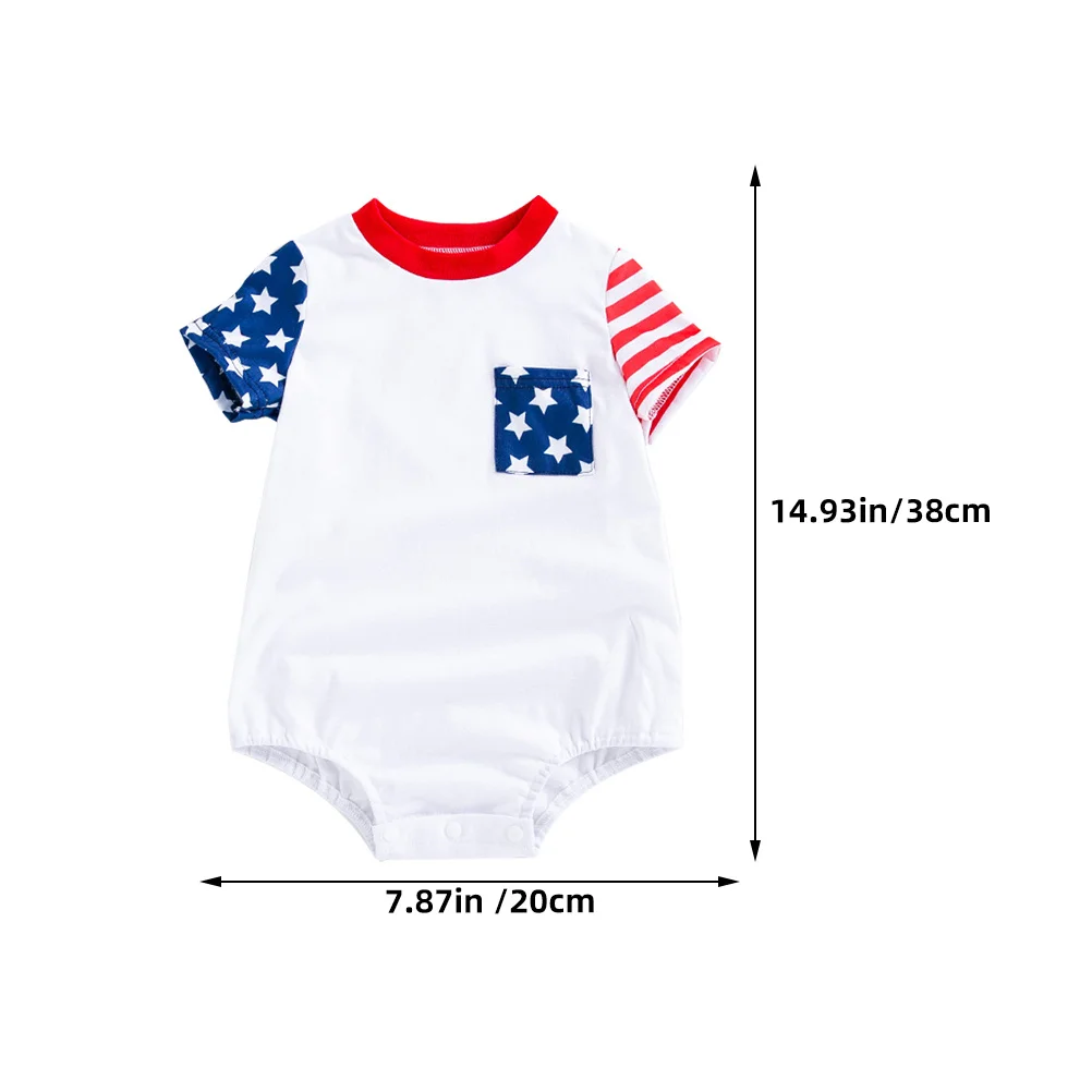 Barboteuse à manches courtes pour nouveau-né, motif du jour de l'indépendance, tenue pour bébé garçon et fille, vêtements pour nourrissons, usage quotidien, accessoires de photographie