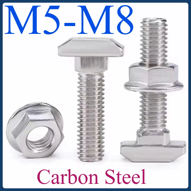 

Nickel-Plated T Bolts & Hex Flange Nuts - M5/M6/M8 for 20/30/40/45 Series EU Standard T-Slot Aluminum Profiles