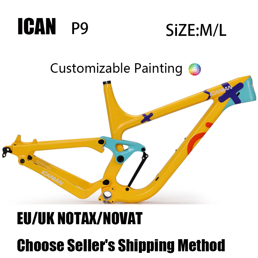 

ICAN P9 Chameleon Painting Enduro 27.5/29er full suspension carbon mtb frame 210*55mm rear rock travel 150mm BSA bottom bracket