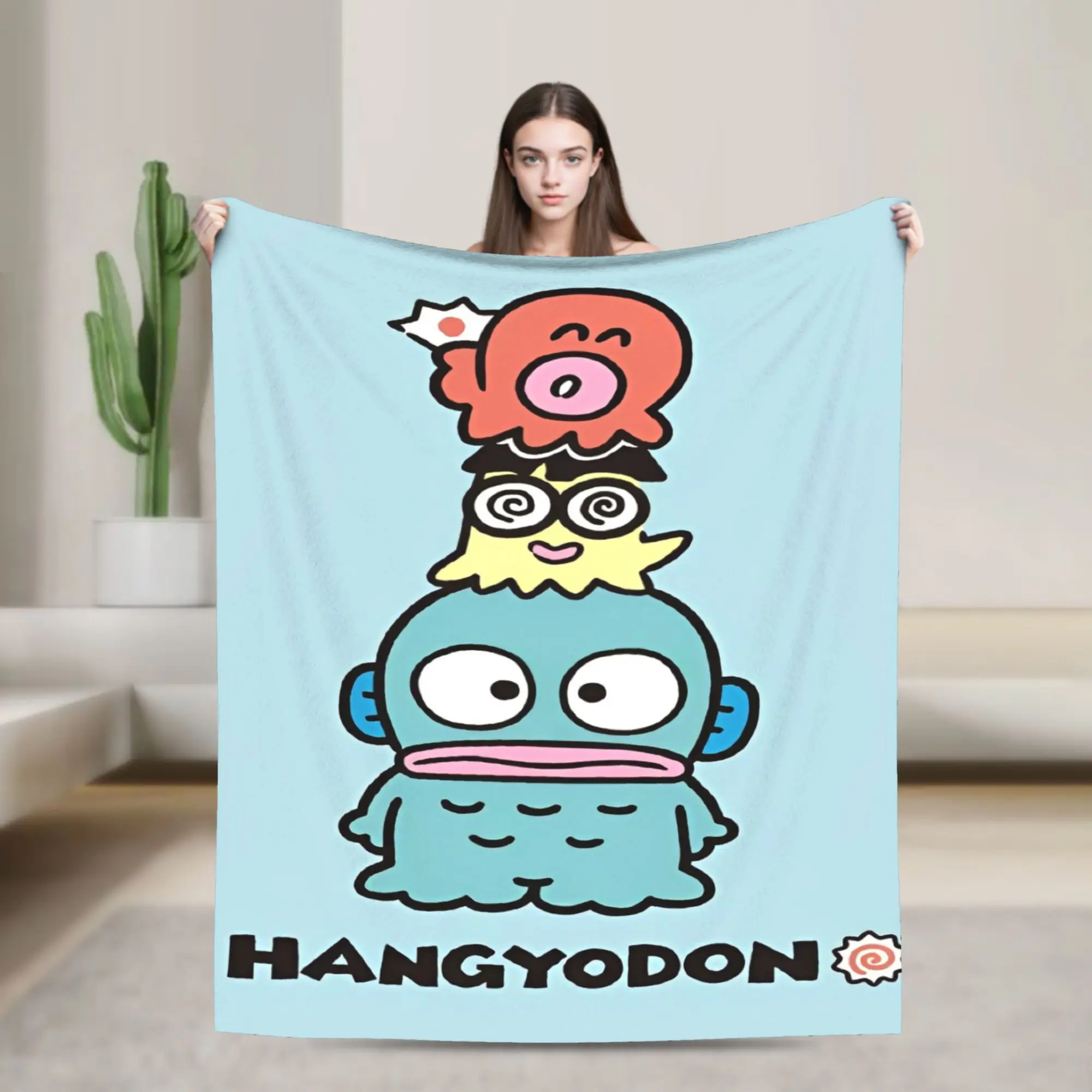 

Sanrio Cute Cartoon Blanket Hangyodon Flannel Throw Blanket Summer Air Conditioning Printed Lightweight Bedsprea
