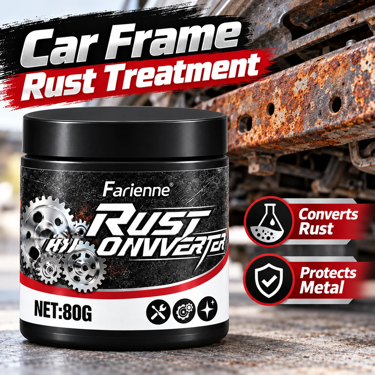 Farienne Rust Converter Car Chassis Rust Protection Paste Underbody Coating Anti Rust Grease For Suspension Brake Parts 80G