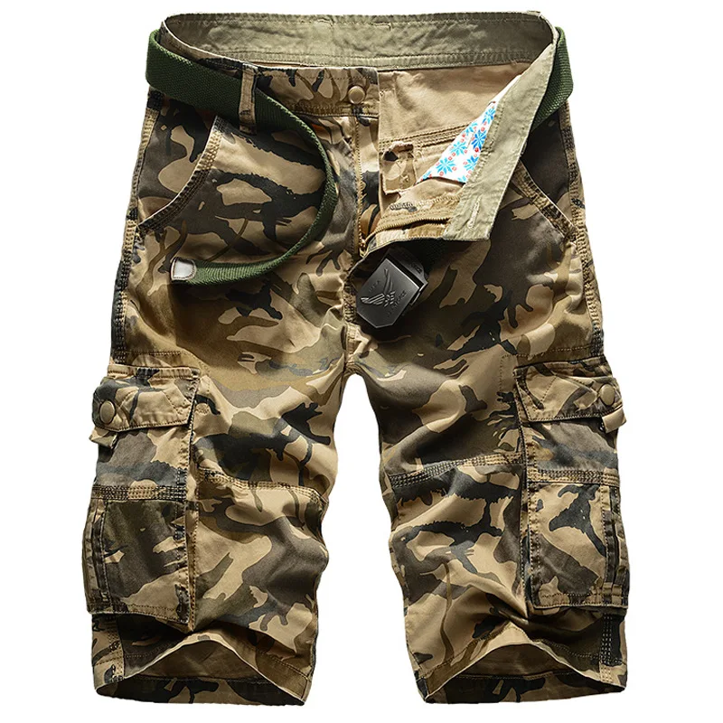 Summer Cargo Shorts Plus Size 40 Men\'s Thin Loose Multi-pocket Five-point Medium Pants Cotton Casual Camouflage Short Bottoms