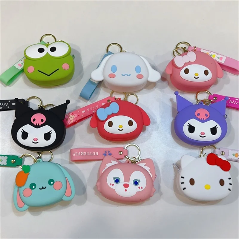 Sanrio аниме Kawaii Sanrio Kuromi Hello Kitty Cinnamoroll брелок силиконовый кошелек для монет мультфильм мелодия кулон брелок подарок для девочки