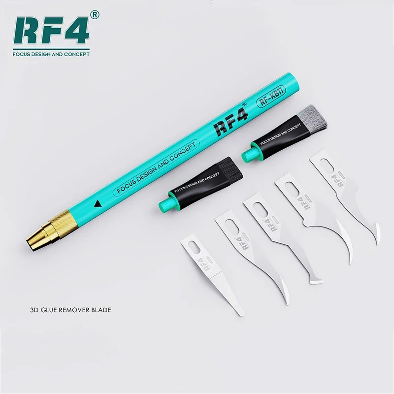 RF4 RF-KB11 Glue Remover Blade Sets Double Headed with IC Anti Static Brush Chip CPU IC Hard Disk Tin Scraping Knife