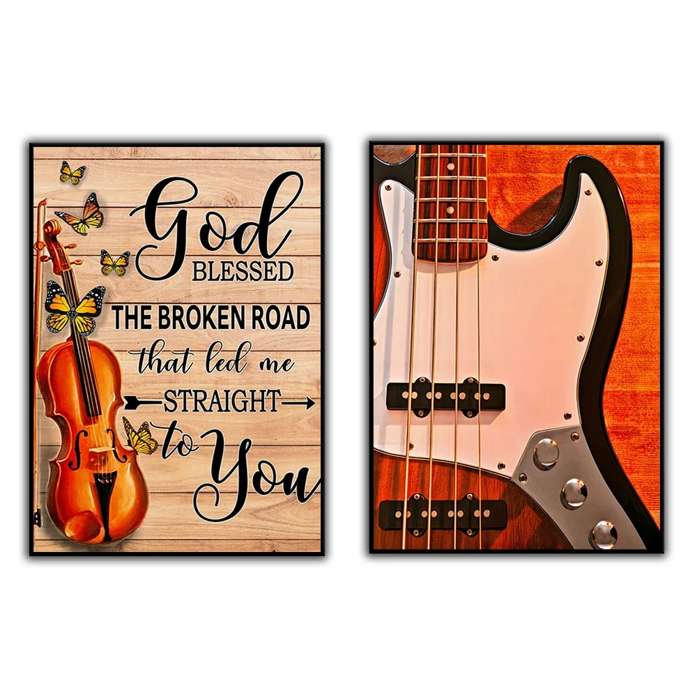 Guitar Butterflies God blessed the broken road  poster, most iconic quotes poster, home decor art