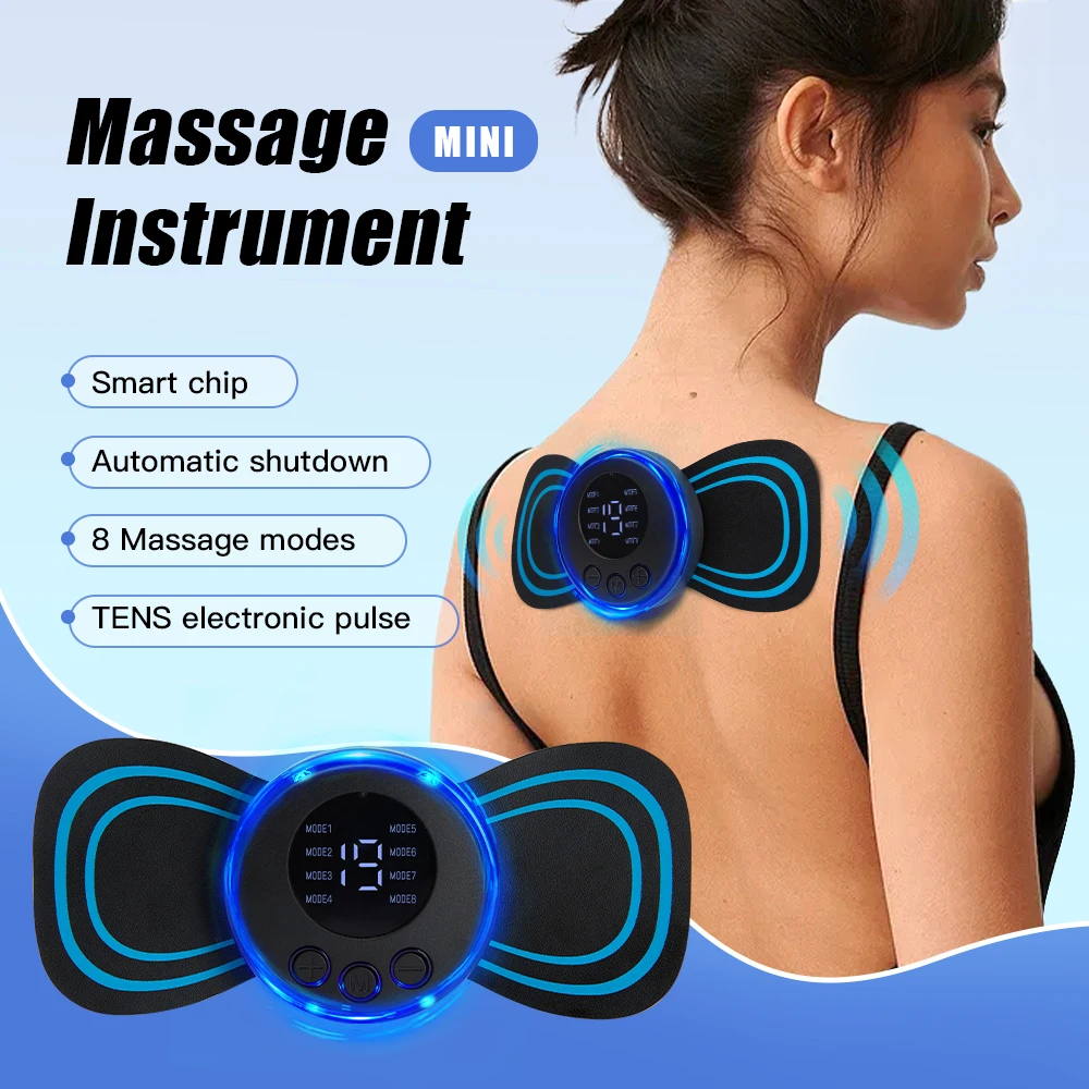 Neck Massager 8 Mode LCD Display Cervical Massage Patch Pulse Muscle Stimulator Portable Portable Electric Pulse Relief Pain