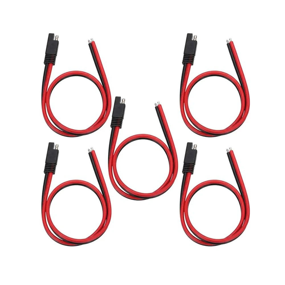 30cm 2-Pin 10A Extension Cable Set 5pcs for Solar-Powered Transport ATVs Motorcycles RVs Lawnmowers with 104 Strand Copper Wire