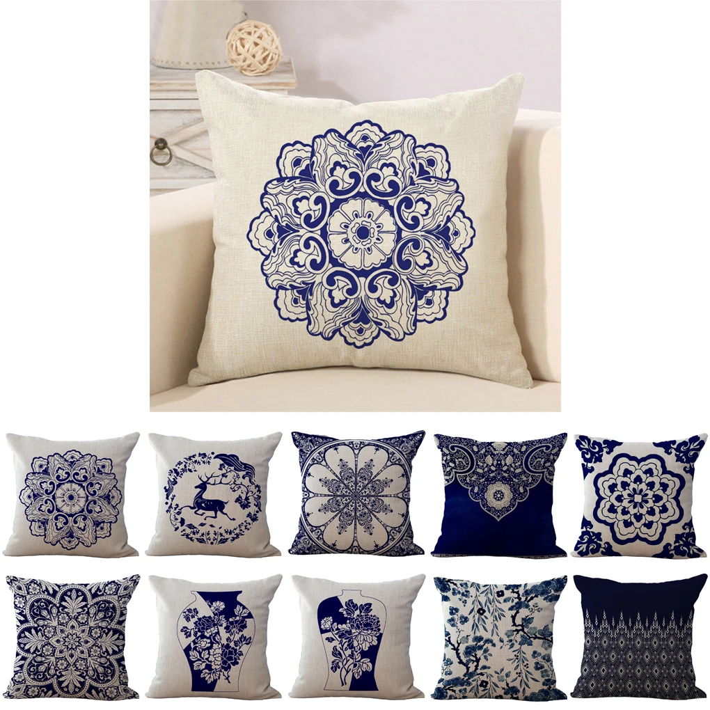 Reusable Cushion Case Cover Classical Double Sided Pattern Sofa Wear-resistant Hug Pillowcase Home Decor  Type 3