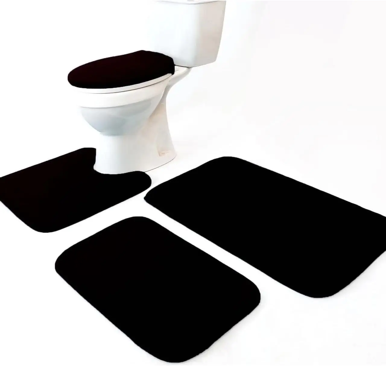 

Memory Foam Bathroom Rugs Set with Toilet Lid Cover, 4-Piece Combo for Comfort and Style